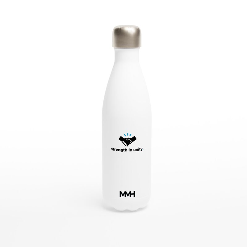 Strength in Unity. White 17oz Stainless Steel Water Bottle